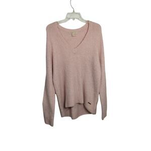 4067)Michael Kors Baby Pink Wool Blend V Neck Pullover Cozy  Sweater Size Large